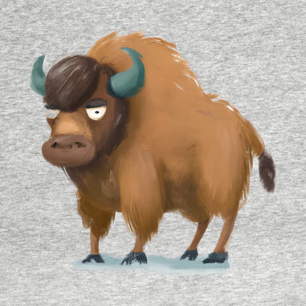 Cute Bison Drawing by Play Zoo